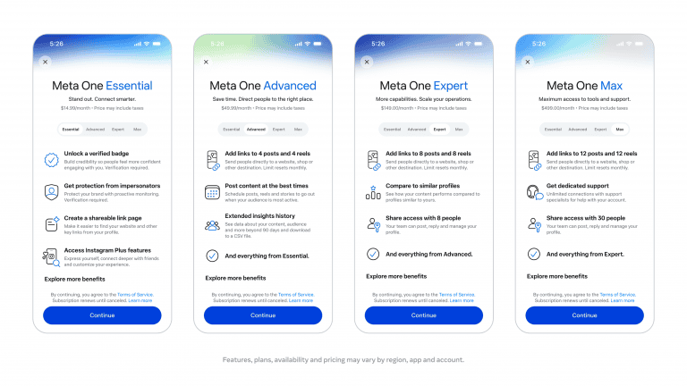 Instagram pago? Meta lança planos com links em posts e mais recursos de IA