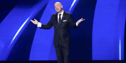 Gianni Infantino, presidente da FIFA, durante sorteio dos grupos para a Copa do Mundo de 2026, em dezembro de 2025 - Foto: Andrew Harnik/Getty Images / Esporte News Mundo