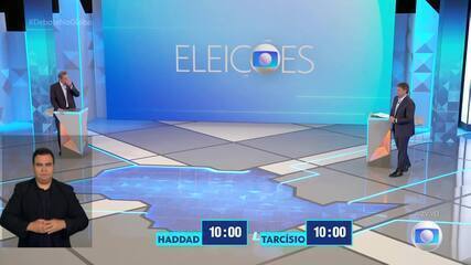 Debate em SP: Tarcísio (Republicanos) pergunta a Haddad (PT) sobre segurança hídrica