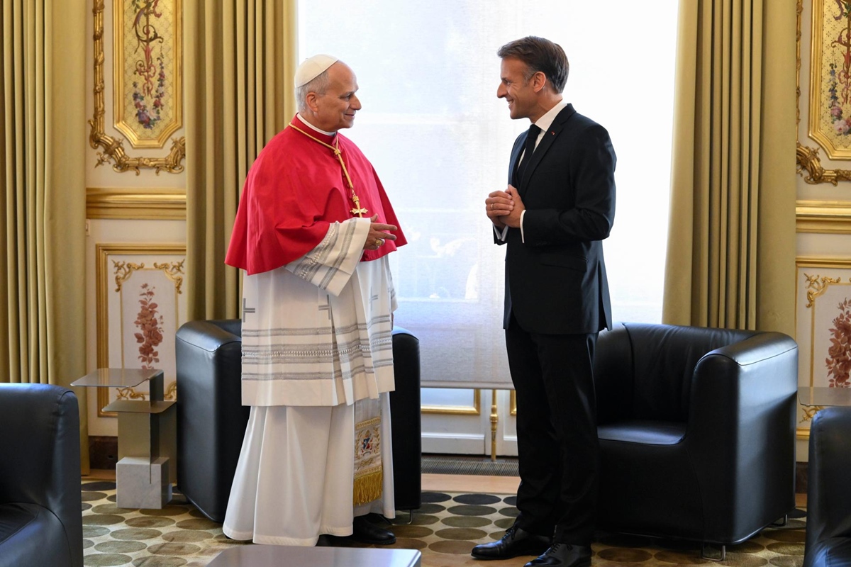 Papa Leão e Emmanuel Macron, na França