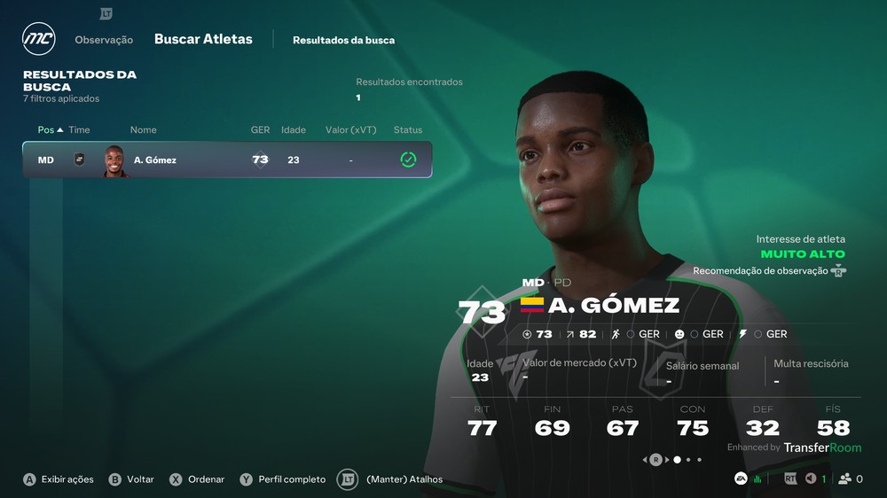 Andrés Gómez no EA FC 27 — Foto: Luccas Melo/TechTudo