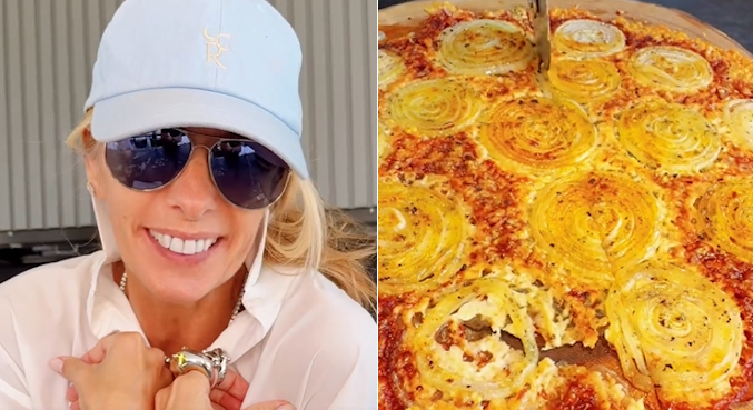 Adriane Galisteu ensina receita de pizza crocante para os amantes de cebola