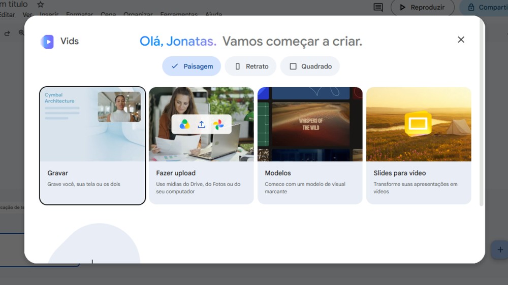 Google Vids ganha criação de vídeos com Gemini — Foto: Jonatas Maia/TechTudo