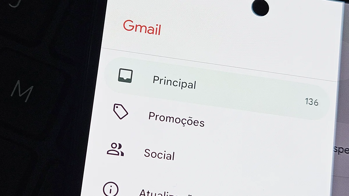 Tela principal do Gmail