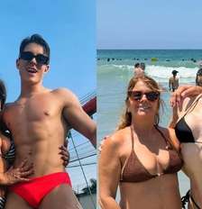 Bella Longuinho com a mãe antes e depois da transição Foto: Reprodução | Instagram