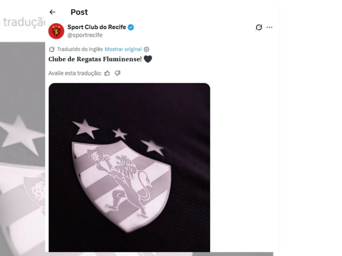 Tradução de rede social causa situação inusitada entre Sport e Fluminense