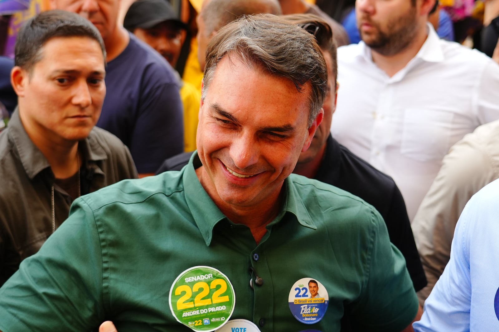 Flávio Bolsonaro em caminhada no Mercado Municipal (SP) Vittor Sales/Campanha Flávio Bolsonaro