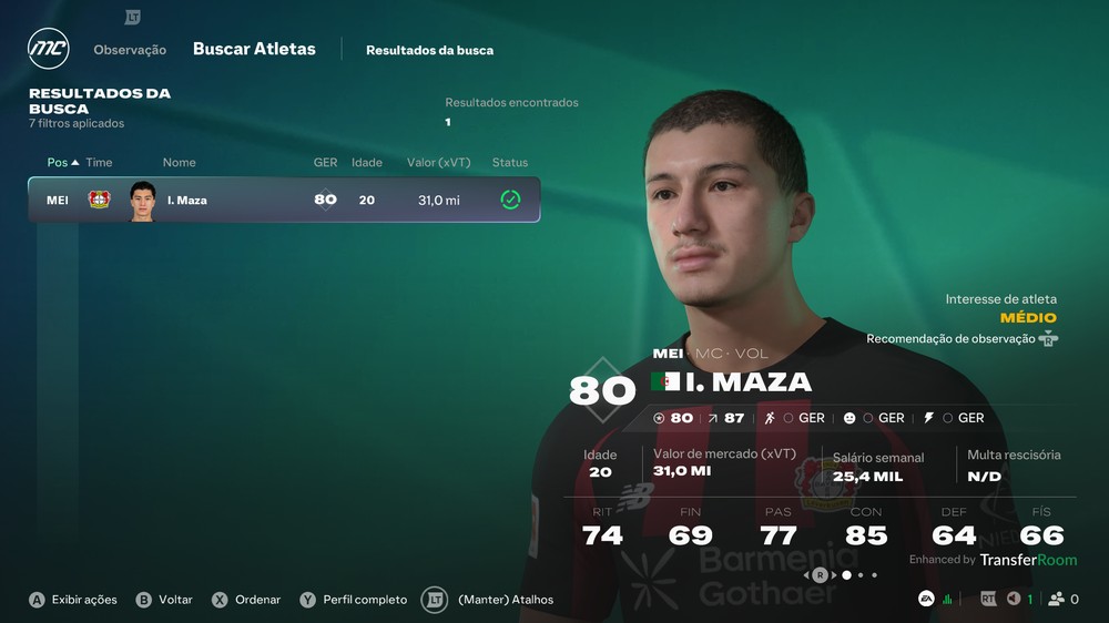 Ibrahim Maza no EA FC 27 — Foto: Luccas Melo/TechTudo