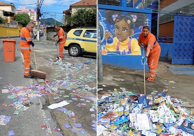 Mais de 420 t de resíduos de material de propaganda eleitoral são removidos por garis no Rio
