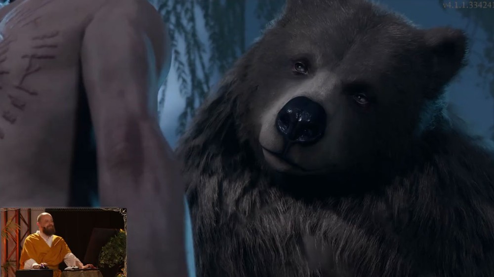 Baldur's Gate 3 teve transmissão encerrada no TikTok devido a cena de sexo com urso — Foto: Reprodução/Larian Studios