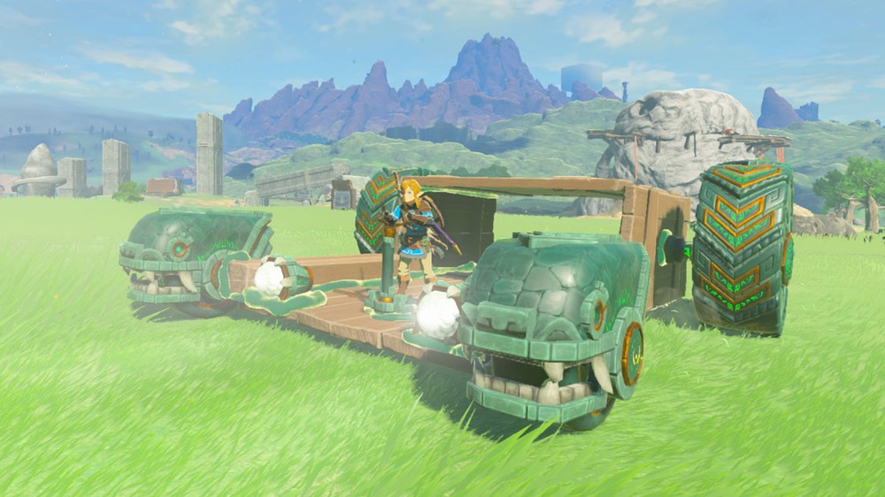 The Legend of Zelda: Tears of the Kingdom expandiu a aventura do primeiro game e trouxe a possibilidade de criar veículos — Foto: Divulgação/Nintendo