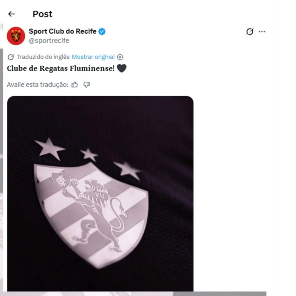 Tradução de rede social causa situação inusitada entre Sport e Fluminense