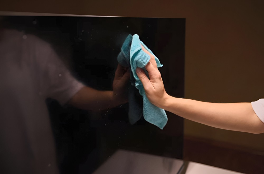 Borrife o produto ou água no paninho, conforme as recomendações da fabricante, e depois faça movimentos leves e sem força — Foto: Reprodução/Freepik