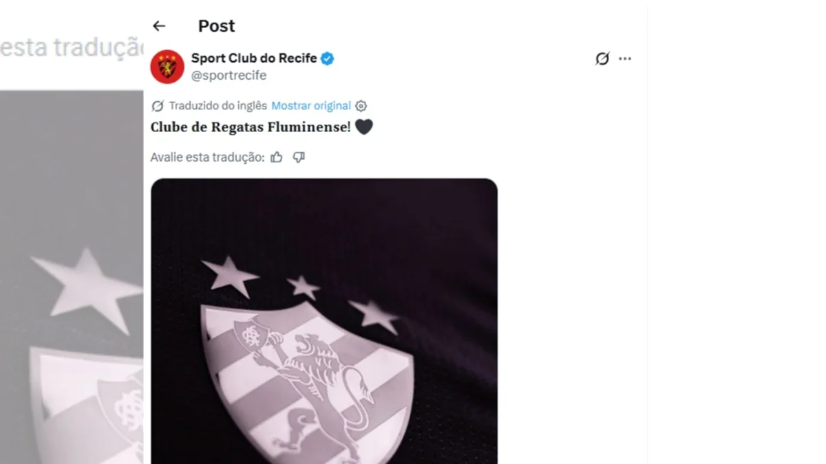 Tradução de rede social causa situação inusitada entre Sport e Fluminense